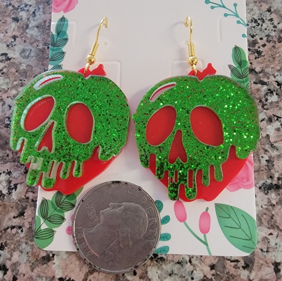 *2 for $13* Snow White Poison Apple Design Acrylic Earrings - Picture 4 of 4